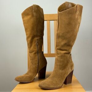 Crown Vintage Tan Suede Heeled Cowgirl Boots